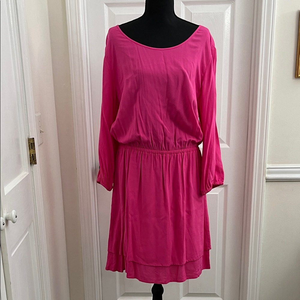 Ariat Fuchsia Long-Sleeve Elastic Waist Layered Dress